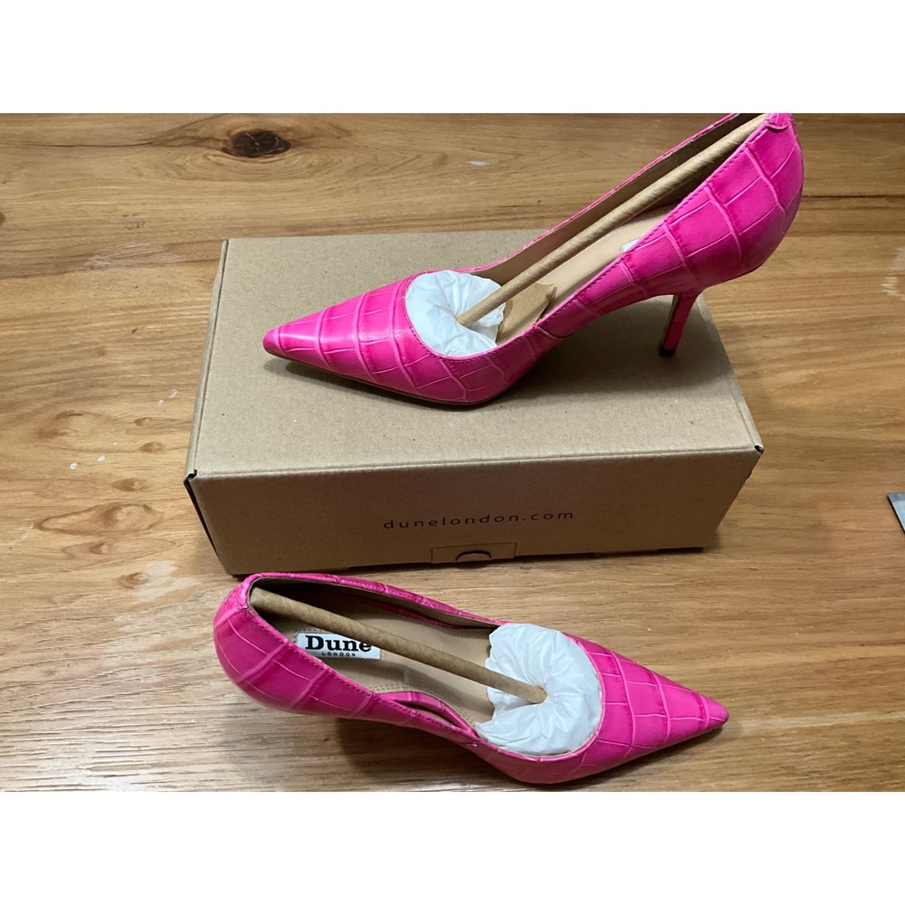 Dune London Pink Croc Embossed Pointed Toe Pumps Stiletto Heels Size 36 6